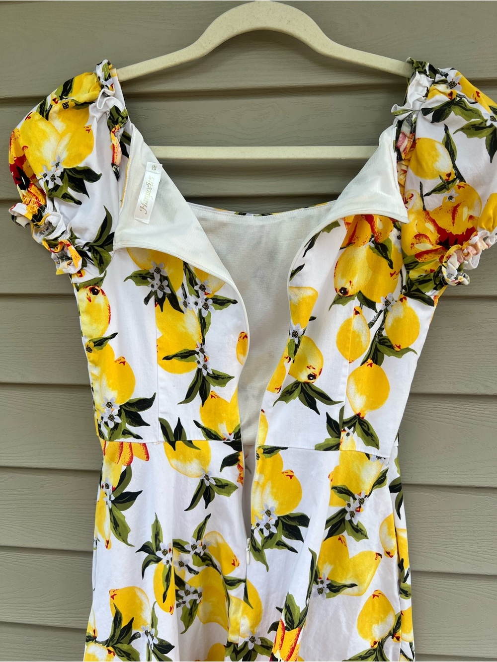 Hanpce’irs Retro Lemon/Floral Dress : Ruffle trim : Small puff Sleeve Size M - Picture 8 of 14